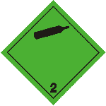 ADR label 2.2: black gas cylinder on a green diamond, class number 2