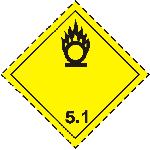 ADR label 5.1: flame over a circle on a yellow diamond, number 5.1